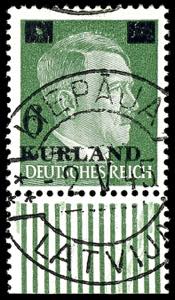 Kurland 6 on 5 Pfg Hitler with overprint in ... 