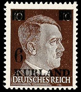 Kurland 6 on 10 Pfg Hitler with overprint ... 