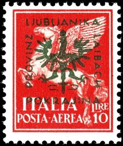 Ljubljana 25 C. To 10 L. Airmail overprint ... 