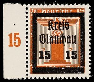 Glauchau 15 on 3 Pfg faction official stamp, ... 