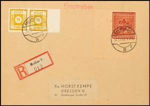 Meißen 12+48 Pf. Brown red with 30 Pf. ... 