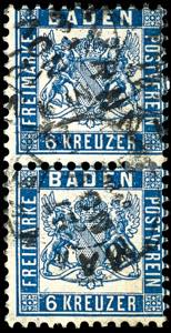 Baden 6 Kr. Prussian blue, in the having ... 