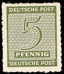 SBZ 5 Pfg Ziffer mit Postmeistertrennung ... 