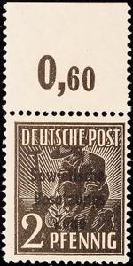 Soviet Sector of Germany 2 Pfg black brown ... 