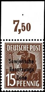 Soviet Sector of Germany 15 Pfg dark brown ... 