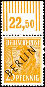 Berlin 25 Pfg. From sheet upper margin, mint ... 