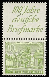 Se-tenants 100 J. German postage stamp, ... 