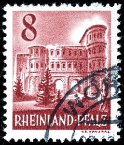 Rhineland-Palatinate 8 Pfg postal stamp, ... 
