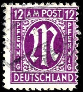 Bizone 12 Pf. First issue of stamps for ... 