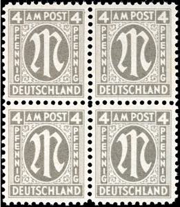 Bizone 4 Pfg first issue of stamps for ... 