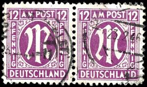 Bizone 12 Pfg. First issue of stamps for ... 