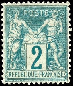 France 2 C. Share green, type I, unused, ... 