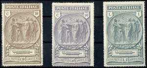 Italien 1923, 30 C. bis 1 Lire ... 