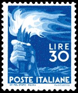 Italy 1945, 30 L., mint never hinged, Michel ... 