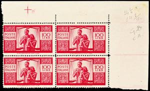 Italy 100 L. Postal stamp, perforated 14, ... 