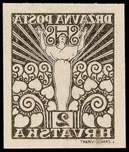 Jugoslavia 2 Fr. Postal stamp, trial ... 