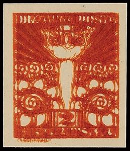 Jugoslavia 2 F. Postal stamp unperforated ... 