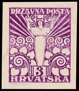 Jugoslavia 3 F. Postal stamps, trial ... 