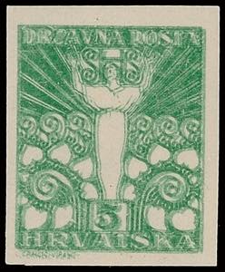 Jugoslavia 5 F. Postal stamps unperforated ... 