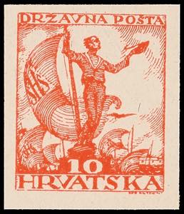Jugoslavia 10 F. Postal stamps, trial ... 