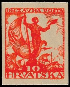 Jugoslavia 10 F. Postal stamps unperforated, ... 