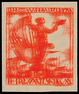 Jugoslavia 10 F. Postal stamps, unperforated ... 