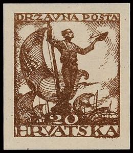 Jugoslavia 20 F. Postal stamps unperforated ... 