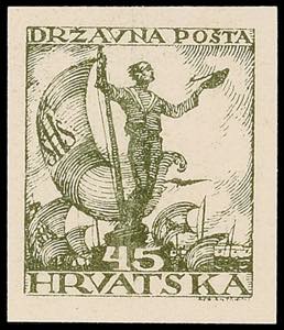 Jugoslavia 45 F. Postal stamps, trial ... 