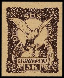 Jugoslavia 3 Kr. Postal stamps, trial ... 