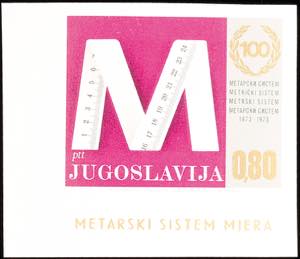 Jugoslawien 0,80 Din. Metermaß ungezähnt, ... 
