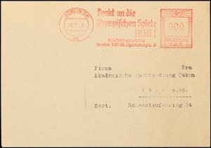 Theme Olympics 1936, Berlin, letter with ... 
