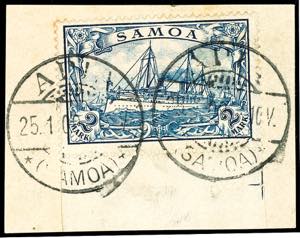 Samoa 2 Mark \imperial yacht\ from lower ... 