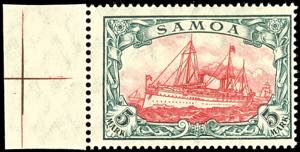 Samoa 5 Mark imperial yacht, peace printing, ... 
