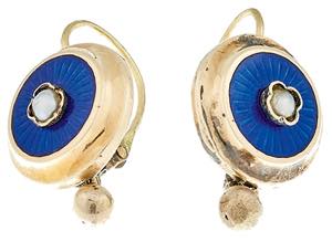 Earrings Fine Gold enamel earrings with ... 