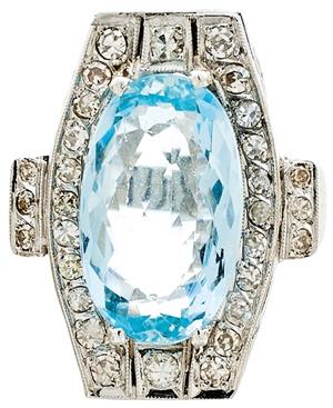 Gemmed Rings Aquamarine diamonds ring, 900 ... 