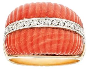 Gemmed Rings Brillant coral ring, 750 yellow ... 