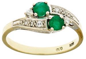 Gemmed Rings Emerald brilliant-cut diamonds ... 