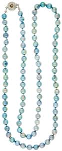 Necklaces Gray cultured pearl chain, partly ... 