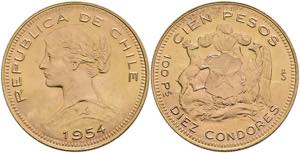 Chile 100 Peso (10 Condores) 1954, Santiago, ... 