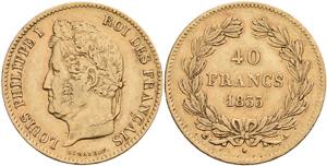 France 40 Franc, Gold, 1833, Louis Philippe ... 