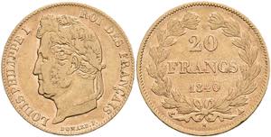 France 20 Franc, Gold, 1840, Louis Philippe ... 