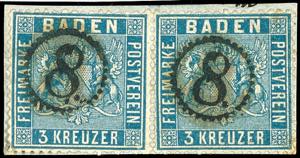 Baden 3 kreuzer Prussian blue with red ... 