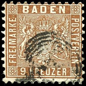 Baden 9 kreuzer dark brown, perfect ... 