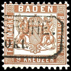 Baden 9 kreuzer coat of arms, dark brown, ... 