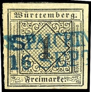Württemberg 1 Kr. auf sämisch, Type I, ... 