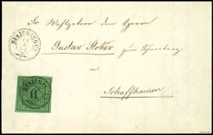 Württemberg 6 Kr. auf grün, Type II b, ... 