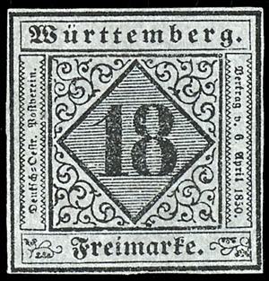 Württemberg 18 Kreuzer schwarz auf ... 