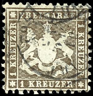 Wuerttemberg 1 Kr. Coat of arms black brown, ... 