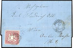 Wuerttemberg 3 Kr. Lilac red with on all ... 