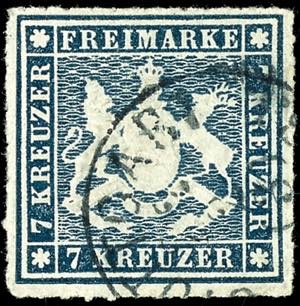 Wuerttemberg 7 kreuzer dark Prussian-blue, ... 